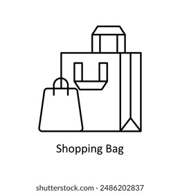 Bolso de compras Esquema de Vector Ilustración de diseño. Símbolo sobre fondo blanco EPS 10 Archivo 