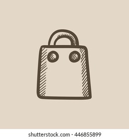 Icono de esbozo vectorial de la bolsa de compras aislado en el fondo. Icono de la bolsa de compras dibujada a mano. Icono de boceto de bolsas de compras para infografía, sitio web o aplicación.