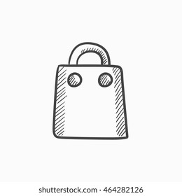 Einkaufstasche, Vektorgrafik Symbol einzeln auf Hintergrund. Handgezeichnete Einkaufstütensymbol. Shopping-Taschen-Skizze Symbol für Infografik, Website oder App.