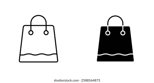 Shopping bag vectors icons set in filled and strokes on white background