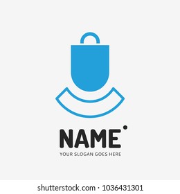 Shopping bag, vintage form. Vector logo design. Business concept icon.