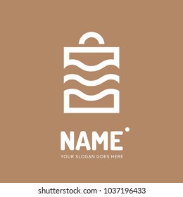 Shopping bag and wave. Vector logo design. Business concept icon.