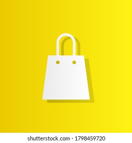 shopping bag white icon with shadow