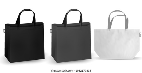 Shopping Bag, White Recycle RPET Bag Identity Mock-up Items Template Transparent Background. Textile Tote Bag For Shopping Mockup.