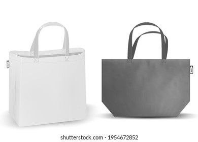 Shopping bag, White recycle RPET bag identity mock-up items template transparent background. Textile tote bag for shopping mockup.