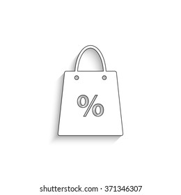 Shopping bag  - white vector  icon with shadow