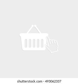 shopping bag - white vector  icon with shadow