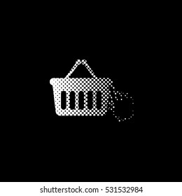 shopping bag - white vector icon ; halftone illustration
