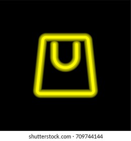 Shopping bag yellow glowing neon ui ux icon. Glowing sign logo vector