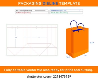 Shopping bag-8x4x10 inch Dieline Template