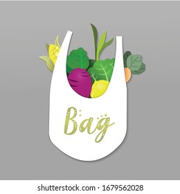 Shopping bags and baskets flat vector illustrations set with products. Natural food, organic fruits and vegetable. Department store 