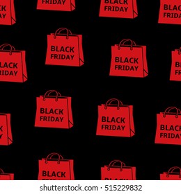 Shopping bags for Black Friday. Vector seamless background.