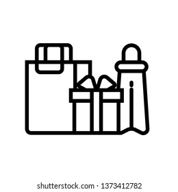 Shopping Bags- black linear Shopping Bags vector illustration symbol icon