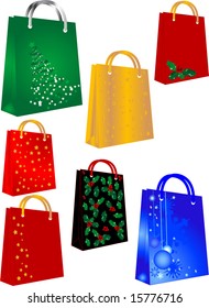 Shopping bags with christmas symbols