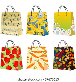 Shopping bags collection, isolated objects against white background