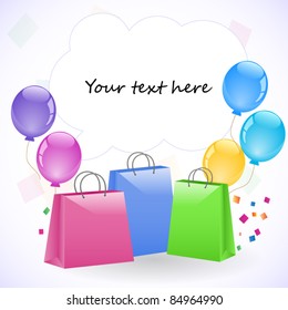 Shopping bags and colorful balloons