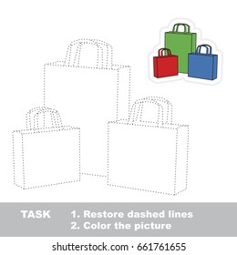 Shopping Bags. Dot to dot educational game for kids.