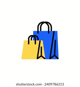 Shopping Bags flat icon, vector sign, colorful pictogram isolated on white. Purchase symbol, logo illustration. Flat style design