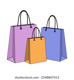 shopping bags flat vector illustration,
different size of shopping bags flat illustration