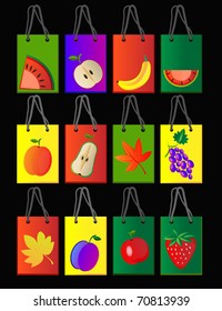 Shopping bags with fruits