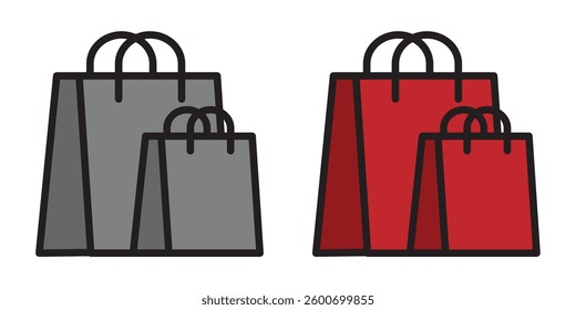 Shopping Bags in Gray and Red Colors