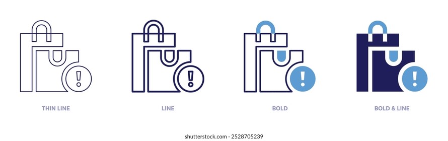 Shopping bags icon in 4 different styles. Thin Line, Line, Bold, and Bold Line. Duotone style. Editable stroke.