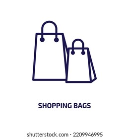 shopping bags icon from business collection. Thin linear shopping bags, shop, bag outline icon isolated on white background. Line vector shopping bags sign, symbol for web and mobile
