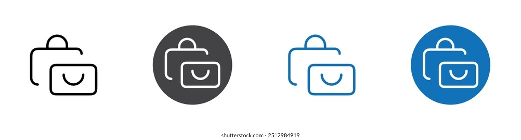 Shopping bags icon flat editable icon mark set.