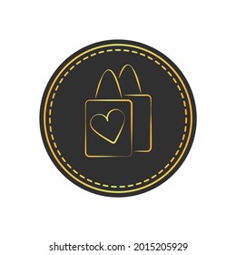 Shopping bags icon. Rich golden design for stores. Luxury gradient vector illustration