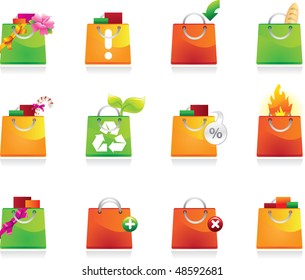 Shopping bags icon set