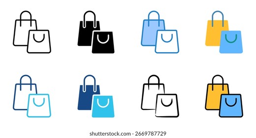 Ícone de sacos de compras definir coleção de vários estilos 
