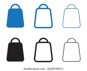 Shopping Bags Icon set vector. Shopping Bags Icon collection. black and blue color. solid and line style icons.
