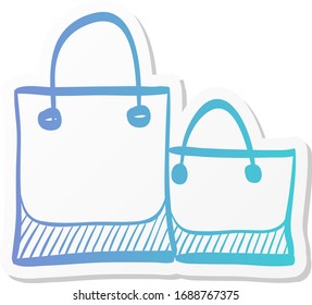 Shopping bags icon in sticker color style. Buying, ecommerce