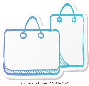 Shopping bags icon in sticker color style. Buying, ecommerce