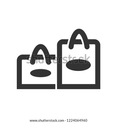 Shopping bags icon in thick outline style. Black and white monochrome vector illustration.