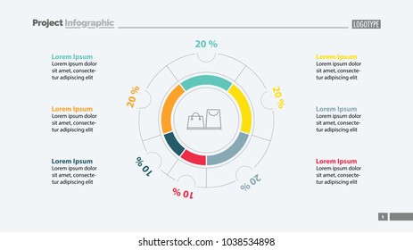 Shopping bags inside circle diagram template. Business data. Graph, chart, design. Creative concept for infographic, report. Can be used for topics like consumerism, marketing, statistics