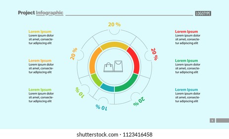 Shopping bags inside circle diagram template. Business data. Graph, chart, design. Creative concept for infographic, report. Can be used for topics like consumerism, marketing, statistics