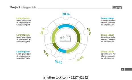 Shopping bags inside circle diagram template. Business data. Graph, chart, design. Creative concept for infographic, report. Can be used for topics like consumerism, marketing, statistics