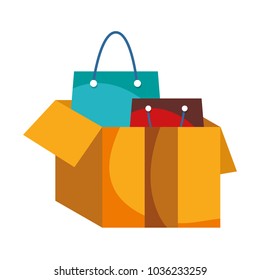 shopping bags inside open box package