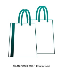 Shopping bags isolated in blue lines