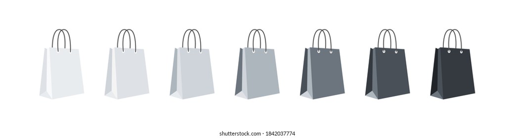 Shopping bags. Isometric design, gradient bags on white background. Vector illustration