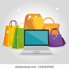 shopping bags with laptop and hanbag sale