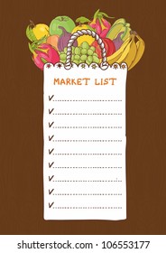 Shopping bags - list with fruits