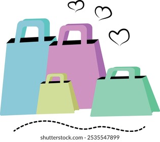 Shopping bags for shopping lovers. Simple shopping art.