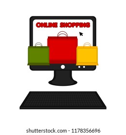Shopping bags on a computer screen