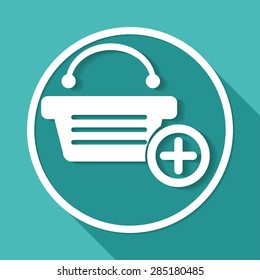 Shopping bags on white circle with a long shadow