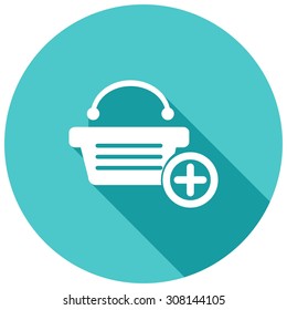 Shopping bags on white circle with a long shadow