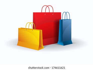 Shopping bags on white. Vector. Isolated.