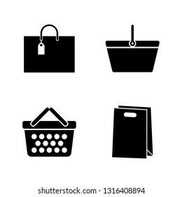 Shopping Bags, Package. Simple Related Vector Icons Set for Video, Mobile Apps, Web Sites, Print Projects and Your Design. Shopping Bags, Package icon Black Flat Illustration on White Background.