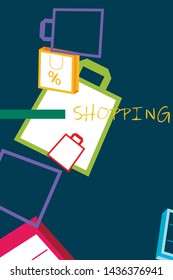 Shopping bags, packages, shopping, business, vector background.